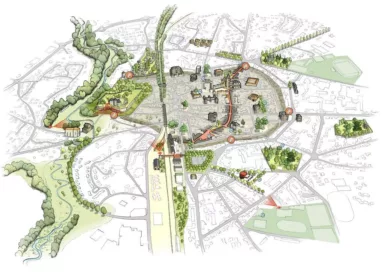 Plan cavalier de Bressuire pour la Charte architecturale, urbaine et paysagère