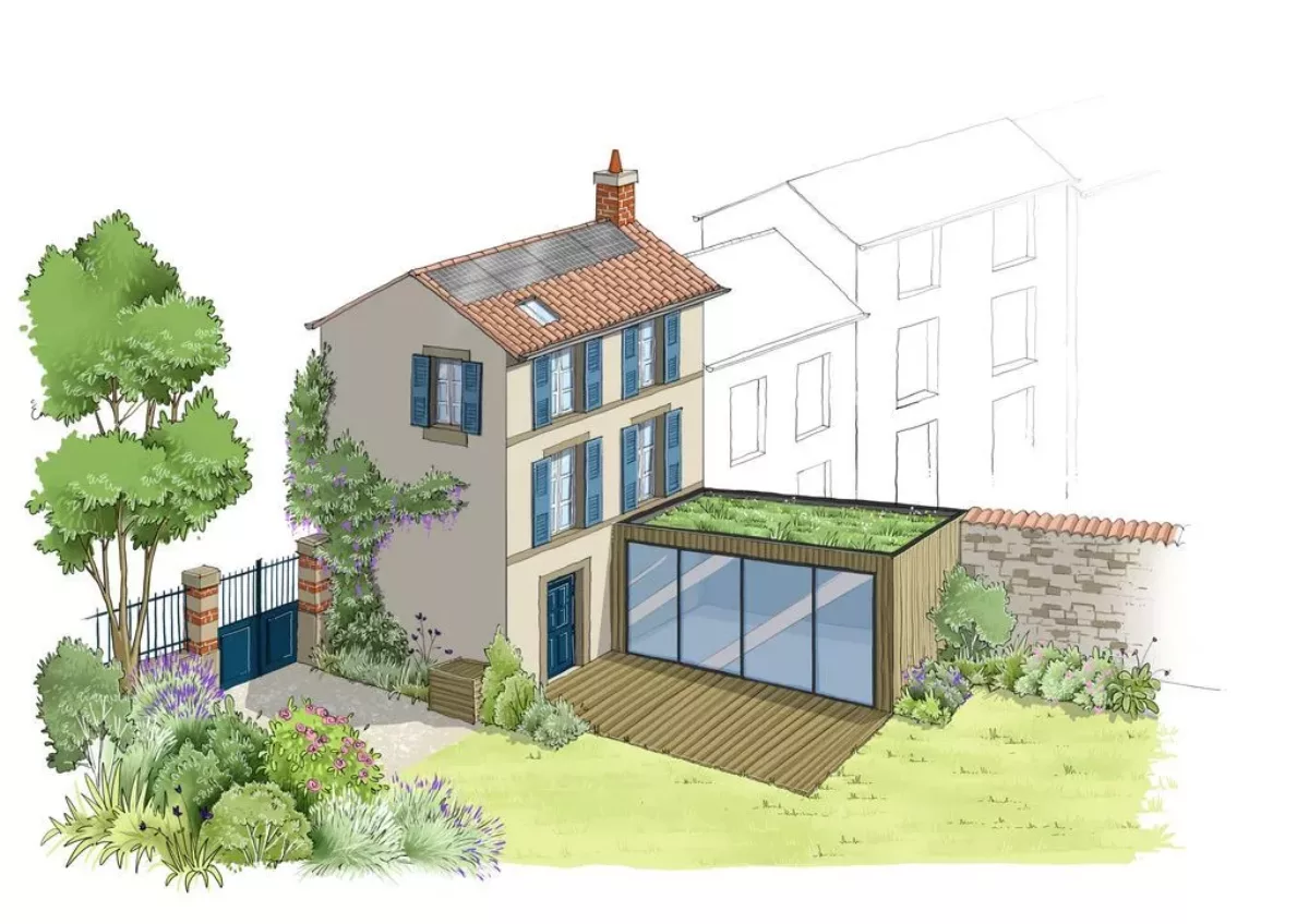Illustration d'une maison de ville pour la Charte architecturale, urbaine et paysagère
