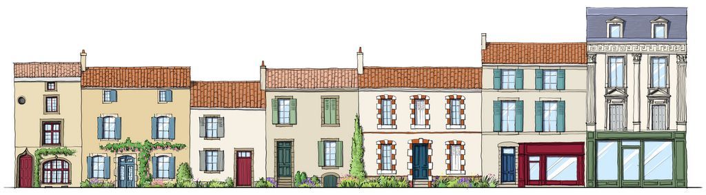Illustration d'un linéaire de maisons de ville pour la Charte architecturale, urbaine et paysagère