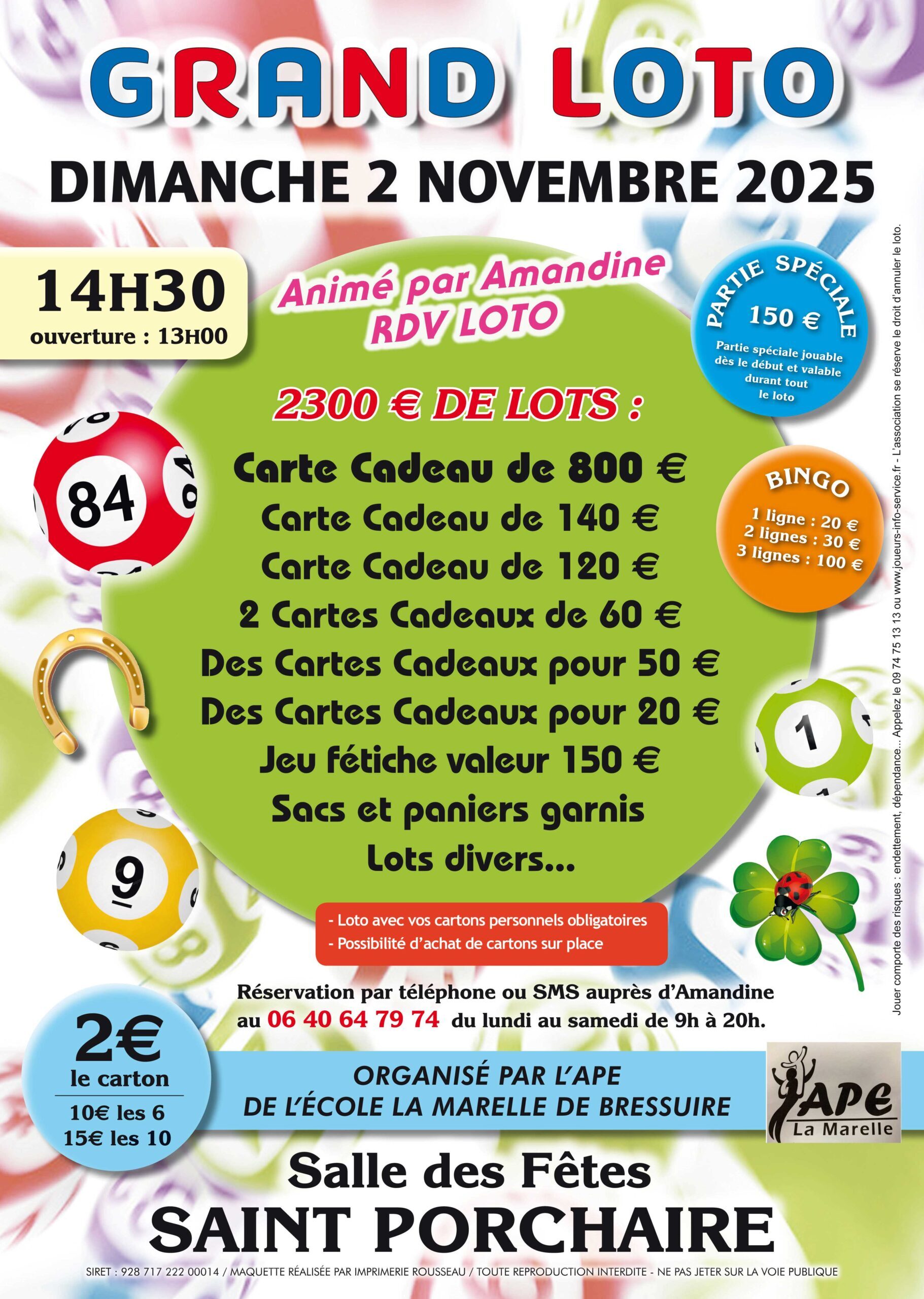 Affiche loto école La marelle