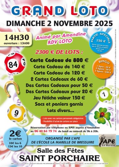 Affiche loto école La marelle