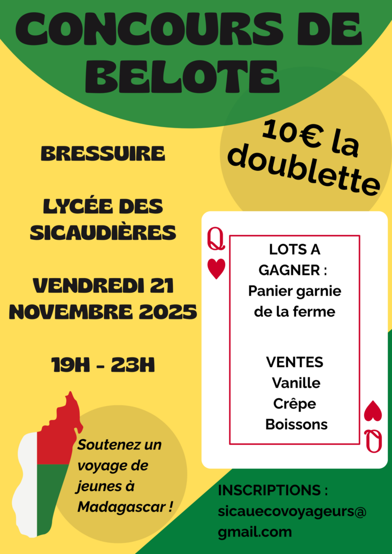 Affiche concours de belote les sicaudières