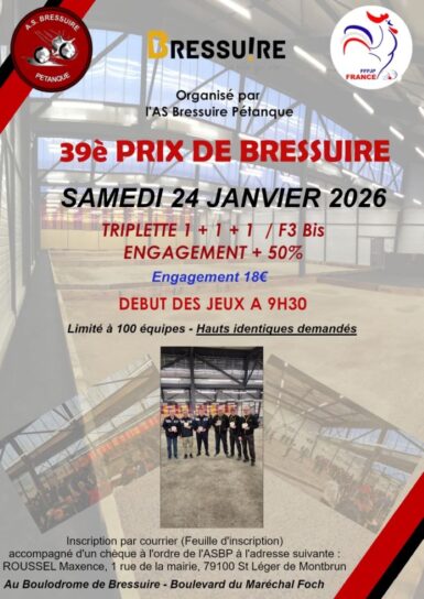 Affiche concours pétanque - 39ème prix de Bressuire