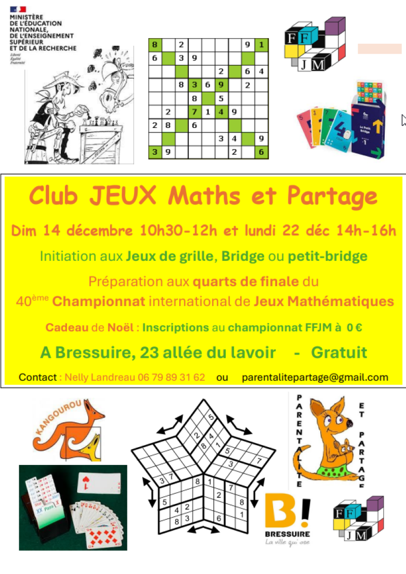 Affiche d'un évènement du Club jeux Maths et Partage