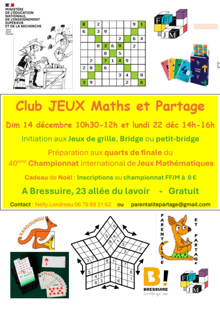 Affiche d'un évènement du Club jeux Maths et Partage