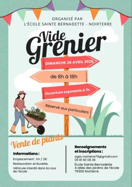 Affiche vide grenier et vente de plants