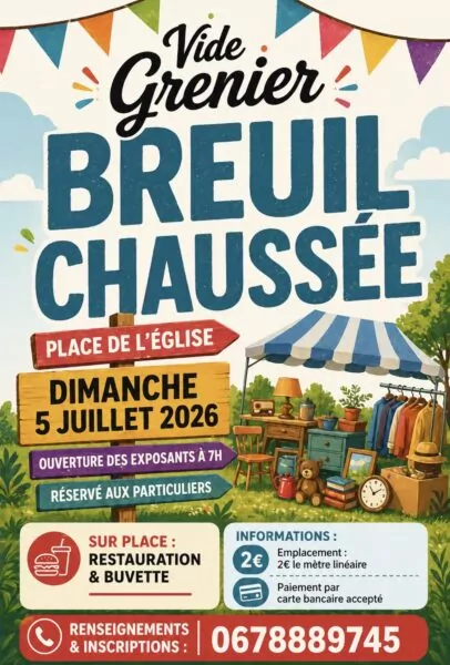 Affiche Vide Grenier Breuil-Chaussee.