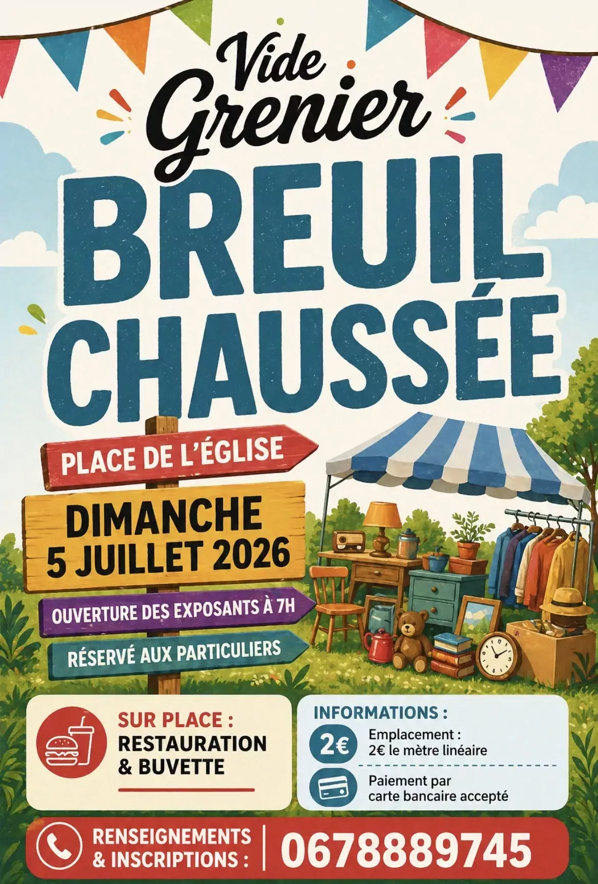 Affiche Vide Grenier Breuil-Chaussee.