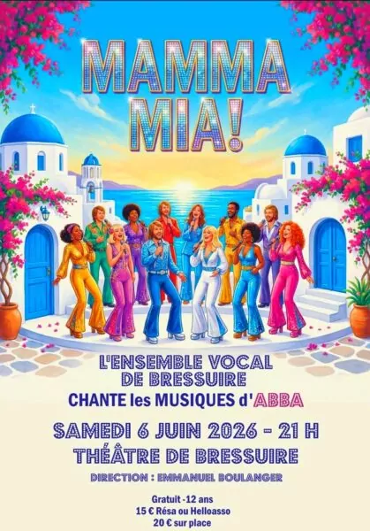 Affiche Mamma Mia de l'ensemble vocal bressuirais