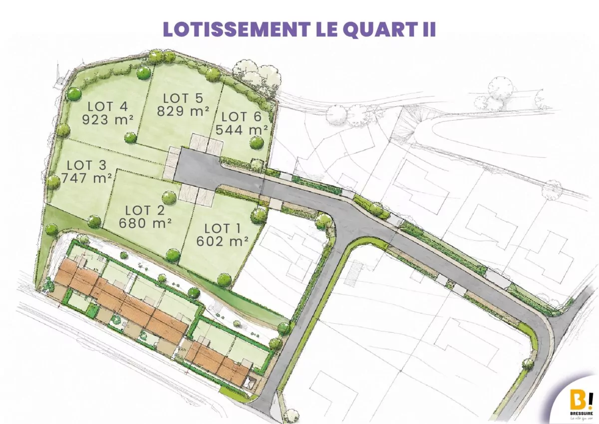 Plan du lotissement Le Quart II à Clazay
