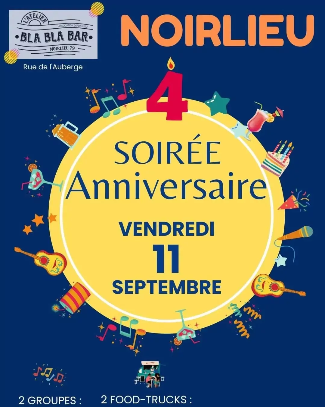 Affiche soirée d'anniversaire bla bla bar