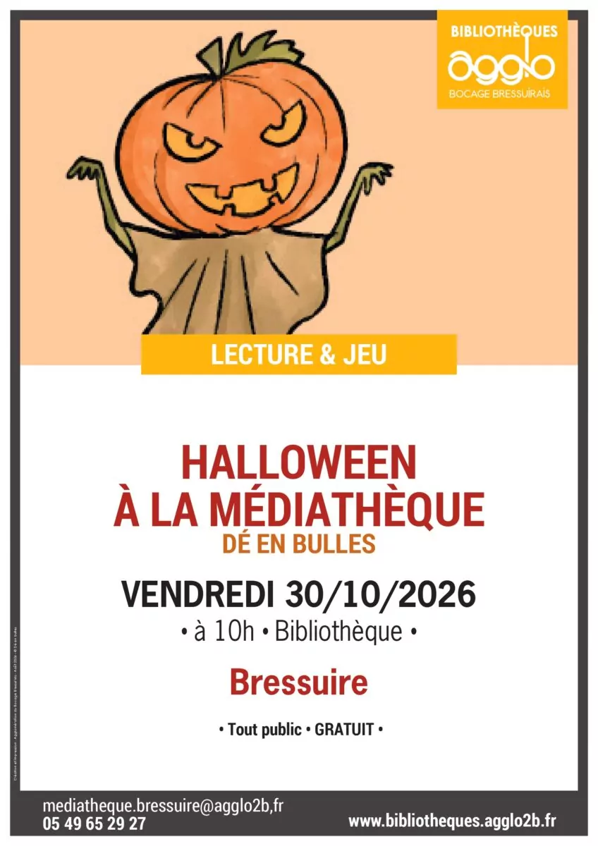 Affiche halloween à la médiathèque