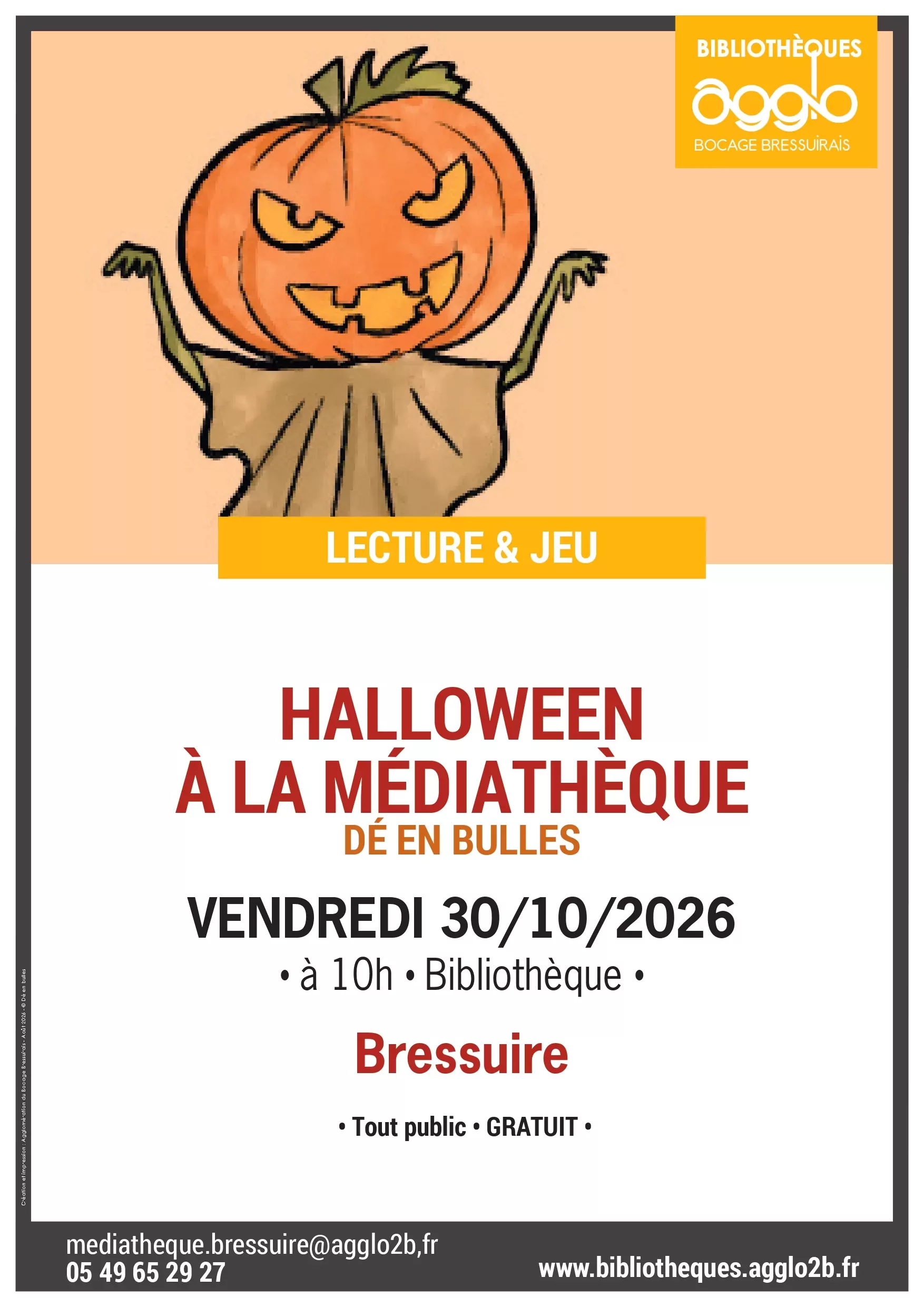 Affiche halloween à la médiathèque